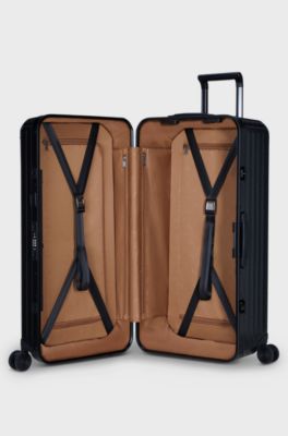 BOSS | Samsonite black aluminium trunk suitcase 106l, Black
