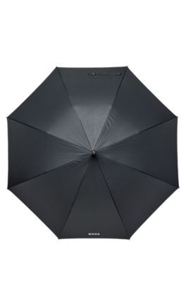 Parapluie &agrave; motif quadrillage avec poign&eacute;e &agrave; logo emboss&eacute;, Noir