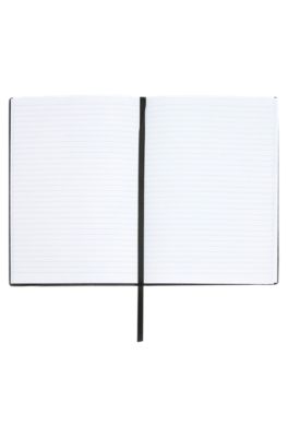 Black A5 notebook and brass fountain pen set, Black