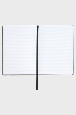 Black A5 notebook and brass fountain pen set, Black