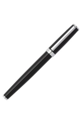 Black A5 notebook and brass fountain pen set, Black