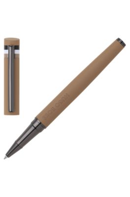 Camel logo-detail rollerball pen with signature-stripe cap, Brown
