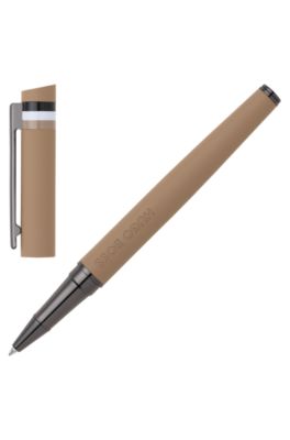 Camel logo-detail rollerball pen with signature-stripe cap, Brown