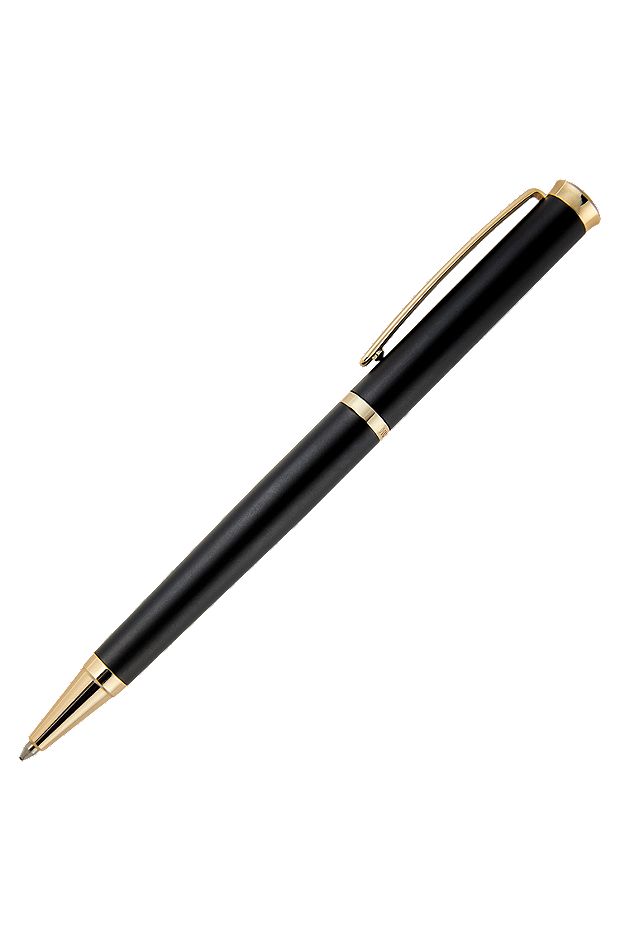 Matte-black ballpoint pen with gold-tone accents, Black