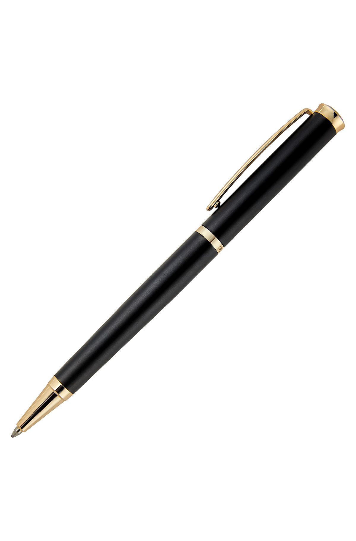 Mattschwarzer Kugelschreiber mit goldfarbenen Akzenten, Schwarz