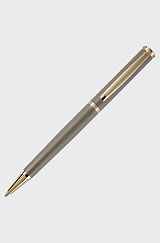 Taupe ballpoint pen with gold-tone accents, Grey