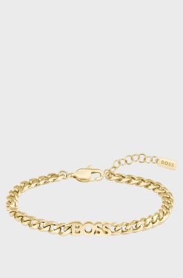 Gold-tone chain bracelet with logo lettering, Gold tone