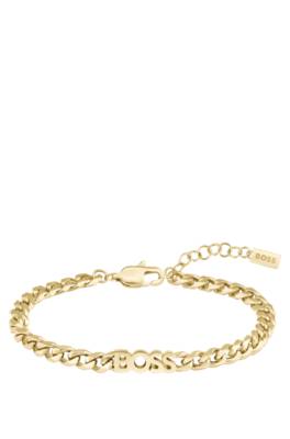 Gold-tone chain bracelet with logo lettering 1
