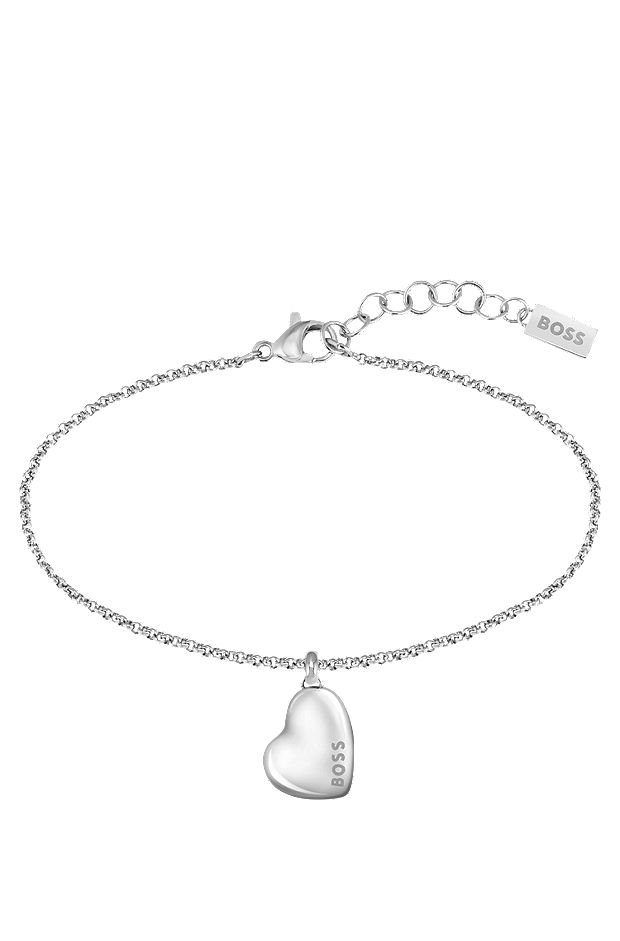Silver-tone bracelet with heart-shaped branded pendant, Assorted-Pre-Pack