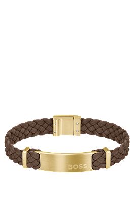 Mens leather clearance bracelet hugo boss