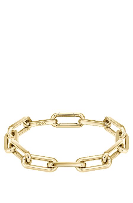 Goldfarbenes Armband mit Logo-Glied, Gold