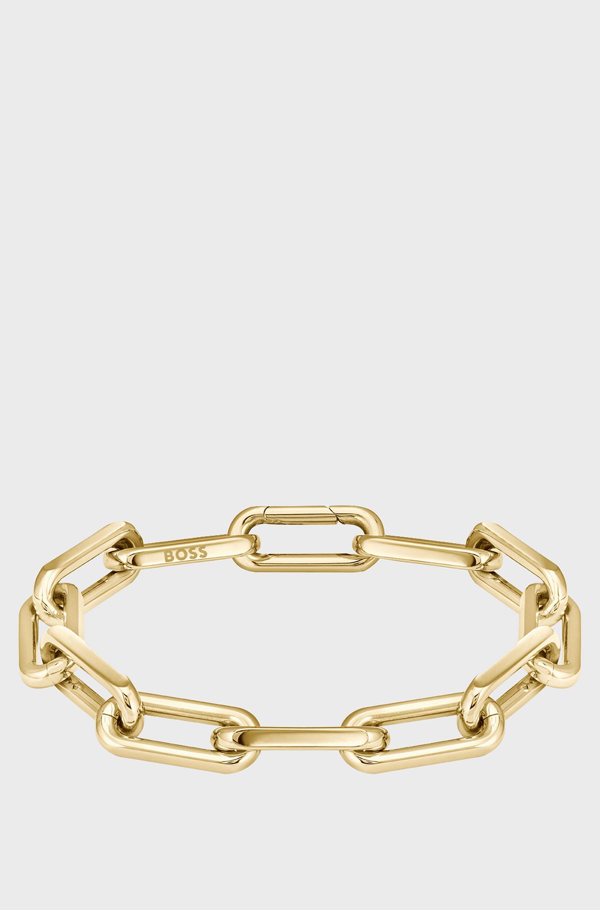 Gold-tone bracelet with branded link, Gold