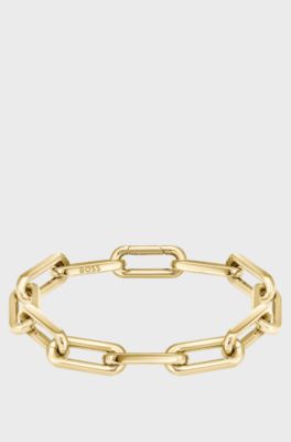 Gold-tone bracelet with branded link, Gold tone