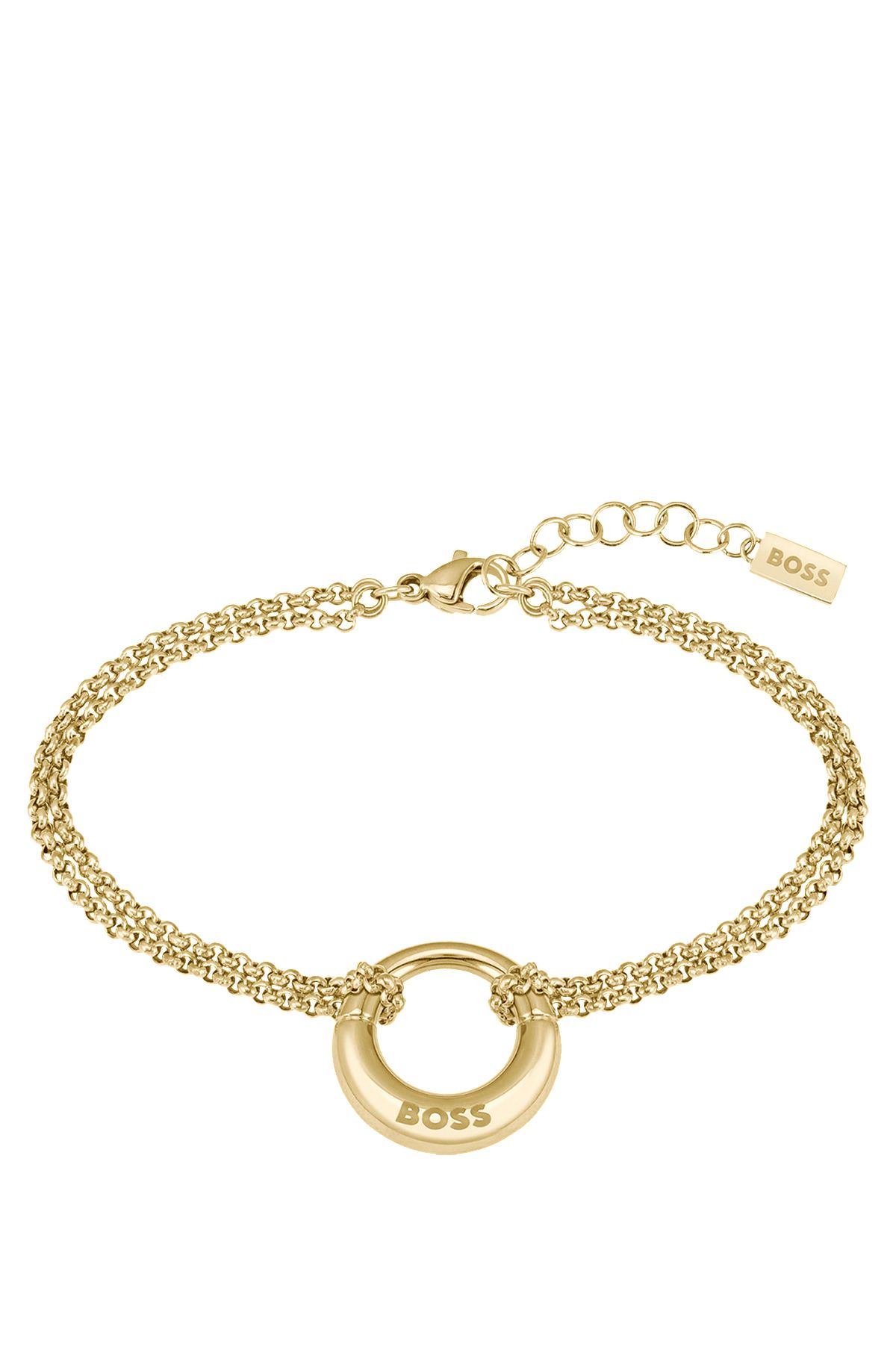 Gold-tone bracelet with branded hoop, Gold