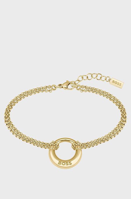 Gold-tone bracelet with branded hoop, Gold