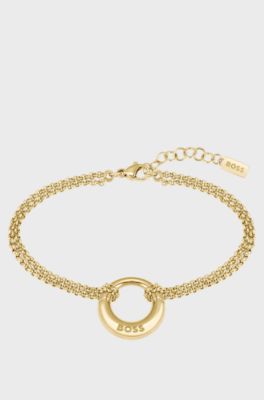 Gold-tone bracelet with branded hoop, Gold tone