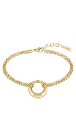 Bracelet doré avec pendentif anneau logoté