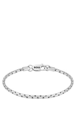 BOSS Silver tone chain cuff with branded lobster clasp Silver tone