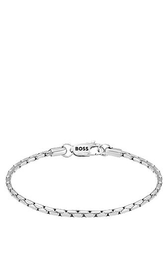 Silver-tone chain cuff with branded lobster clasp, Silberfarben