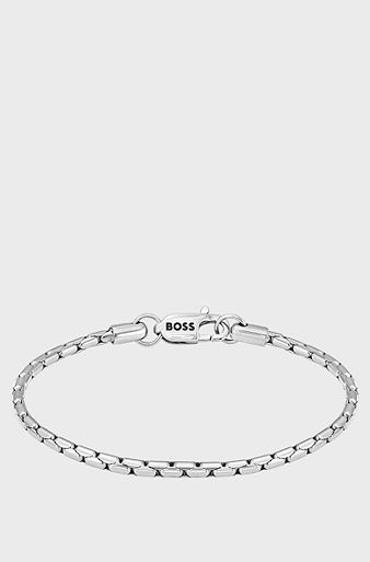 Silver-tone chain cuff with branded lobster clasp, Silver tone