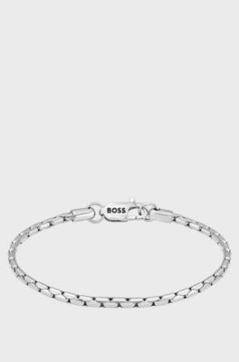 Silver-tone chain cuff with branded lobster clasp, Silver tone