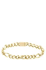 Gold-tone figaro-chain cuff with branded link, Gold tone