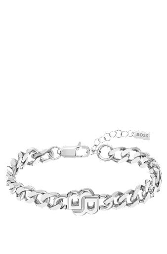 Silver-tone chain bracelet with Double B monogram, Silver