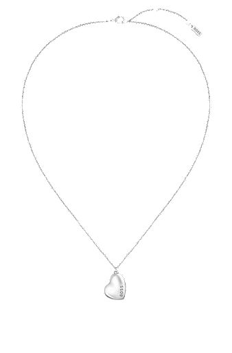Silver-tone necklace with branded heart-shaped pendant, Silver