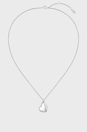 Silver-tone necklace with branded heart-shaped pendant, Silver