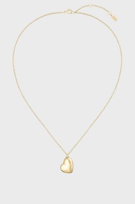 Gold-tone necklace with heart-shaped pendant, Gold tone
