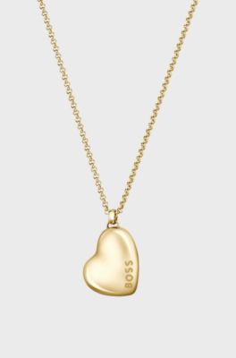 Gold-tone necklace with heart-shaped pendant, Gold tone