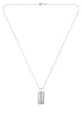 Silver-tone necklace with double-tag logo pendant, Silver tone