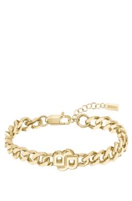 Guldf&auml;rgat armband med Double B-monogram, Guldf&auml;rg