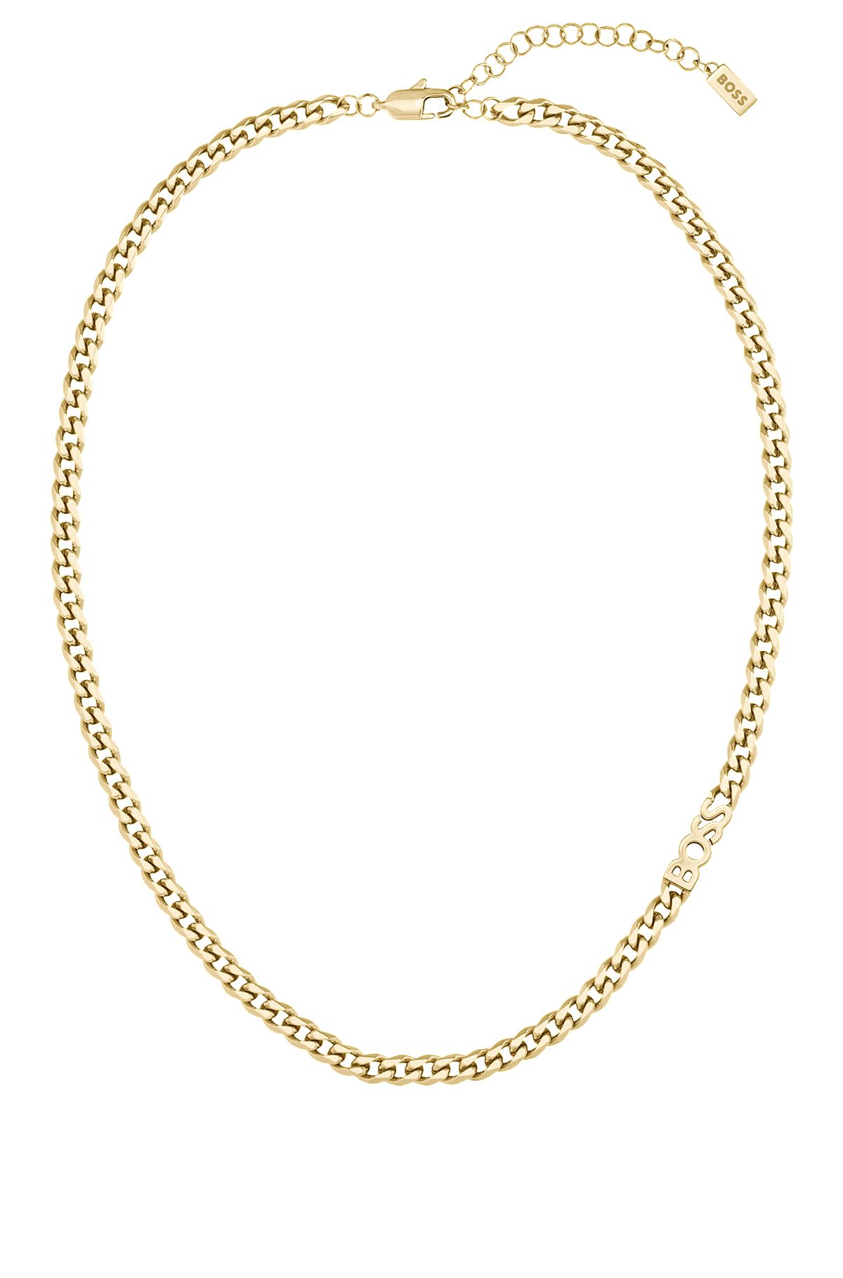 Curb-chain logo necklace in gold-tone steel, Assorted-Pre-Pack