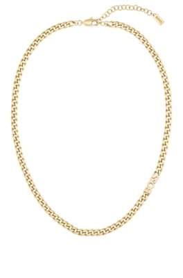 Collier à chaîne arrondie en acier doré avec logo