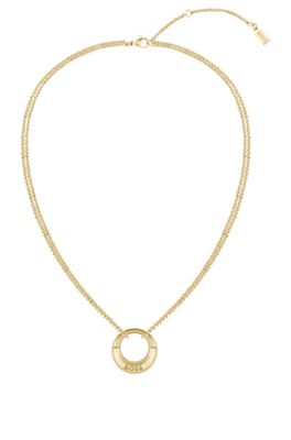 Gold-tone necklace with branded pendant, Gold tone