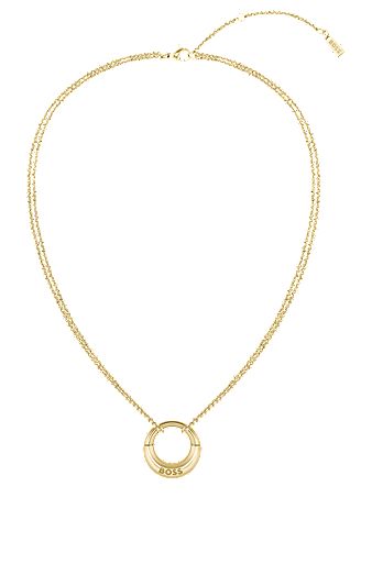 Gold-tone necklace with branded pendant, Gold