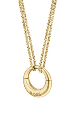 ゴールドトーン ネックレス ロゴペンダント, ゴールドトーン