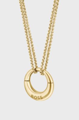 Gold-tone necklace with branded pendant, Gold tone