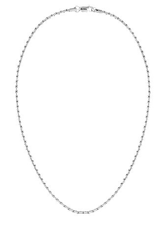Silberfarbene Halskette mit Logo am Karabinerverschluss, Silberfarben