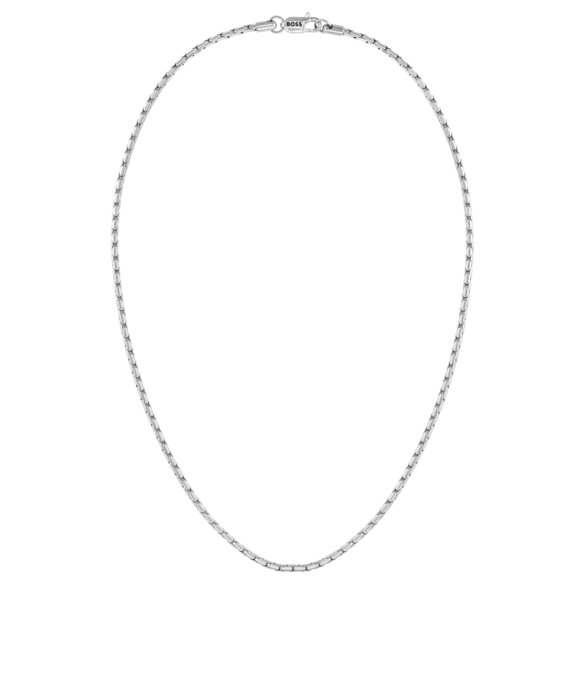 Silberfarbene Halskette mit Logo am Karabinerverschluss