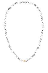 Silver-tone figaro-chain necklace with branded link, Silver tone