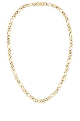 Collier chaîne figaro dorée avec maillon logoté