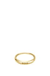 Gold-tone ring with logo detail, Gold