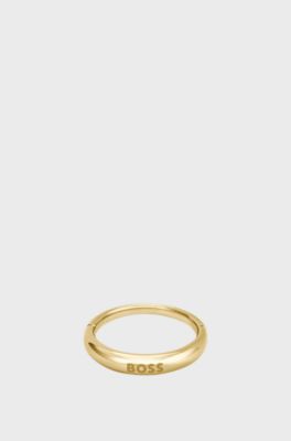 Gold-tone ring with logo detail, Gold tone