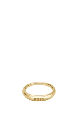 Gold-tone ring with logo detail, Gold tone