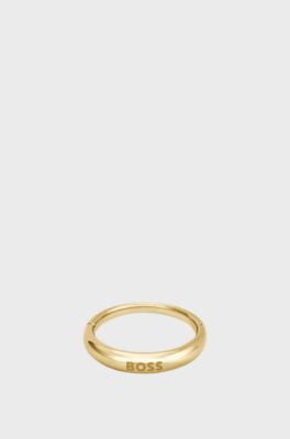Gold-tone ring with logo detail, Gold tone
