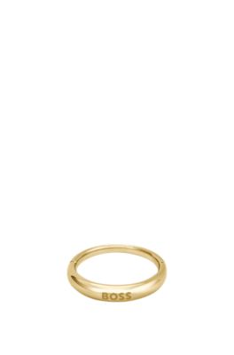 Gold-tone ring with logo detail, Gold tone