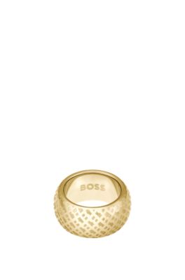 Gold-tone ring with engraved monograms, Gold tone