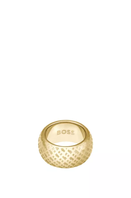 Gold-tone ring with engraved monograms